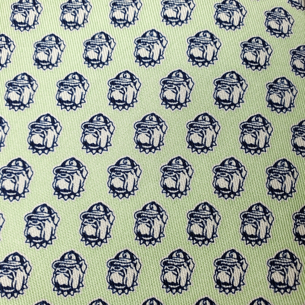 Vineyard Vines Georgetown Hoyas Silk Tie Bulldog Mascot Light Green Formal NEW - Picture 2 of 12